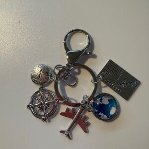 Silver and Red Travel Bag Charm/ Keychain